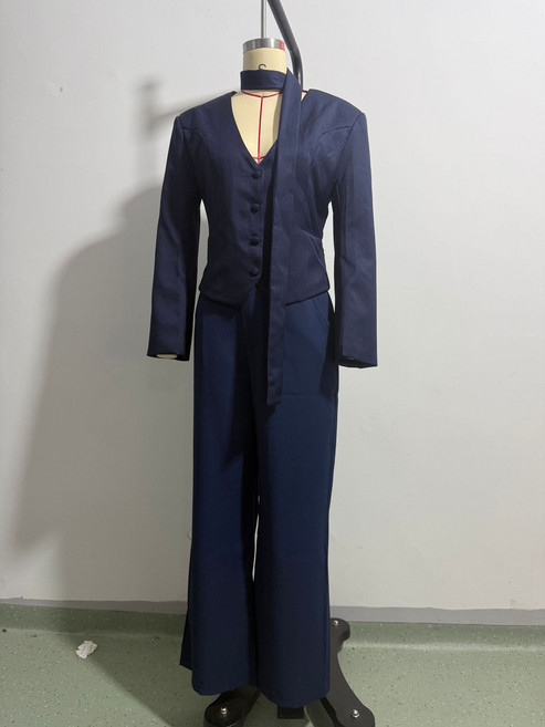 【V領圍巾飾】小西服外套 女裝外套 西裝外套 休閒外套 上衣 歐美風 純色設計 長袖通勤 春秋季穿搭 時尚百搭