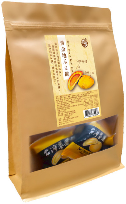 金山藷童瑤 黃金地瓜Q餅, 200g, 1包