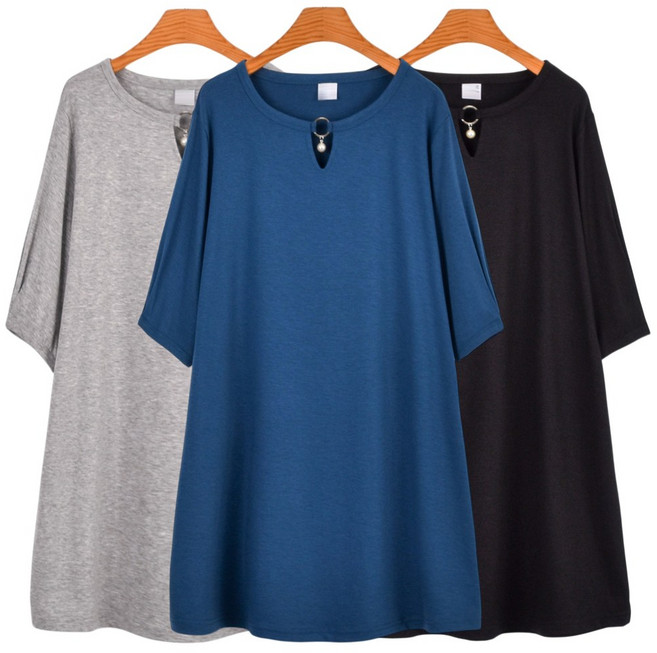 국내제작 마마걸 진주링반팔 빅사이즈여성의류 큰사이즈 오버핏 반팔티셔츠 중년여성티셔츠 마담의류 엄마옷