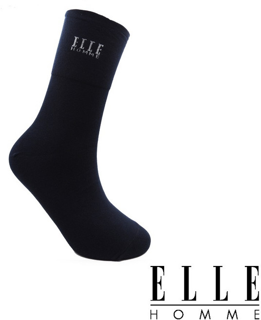 ELLE HOMME 素色暗紋寬口紳士襪 棉質男襪