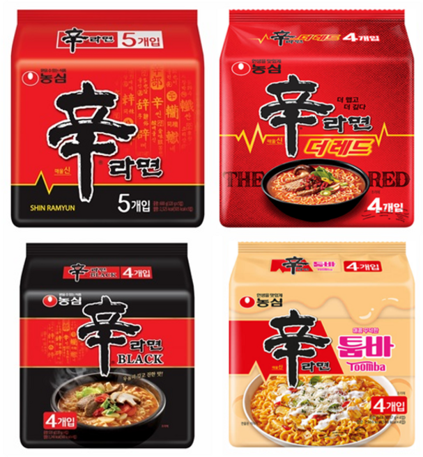 농심 신라면 120g + 신라면 더레드125g + 신라면 블랙134g + 신라면 툼바137g 멀티세트, 1세트