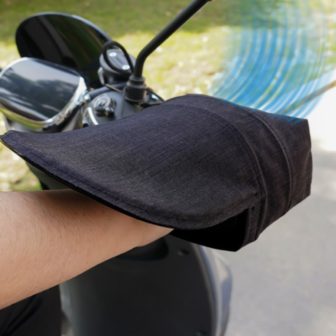 코일리룸 오토바이 여름토시 통풍 방수 핸들커버, 1세트, 블랙