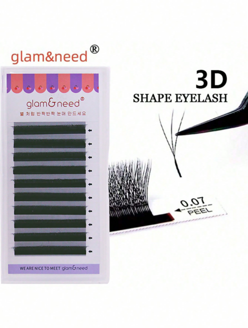 glam&need 속눈썹 연장 3D 래쉬 0.07mm C컬 전문시술용 전문가용 속눈썹, 1개, 13mm C