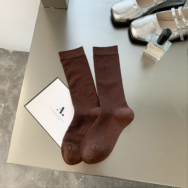 韓系素色中長襪 學生百搭女襪 秋冬必備