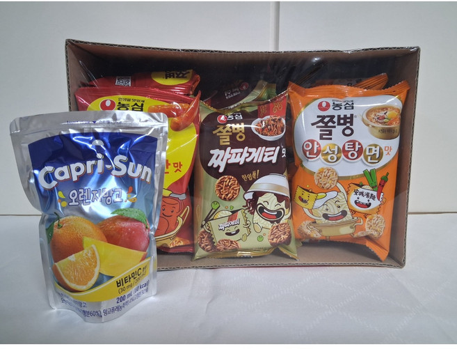 코스트코 농심 쫄병스넥모음 3종(짜파게티맛 안성탕면맛 매콤한 맛) 1180g 15봉 + ( 카프리썬 오렌지망고 or 멀티비타민 중 1 ), 1.18kg, 1박스