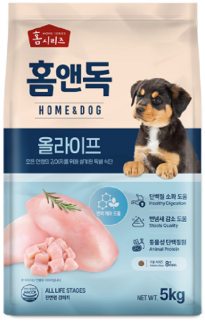와와펫 홈앤독 올라이프 5kg 애견사료 전연령, 1개, 닭