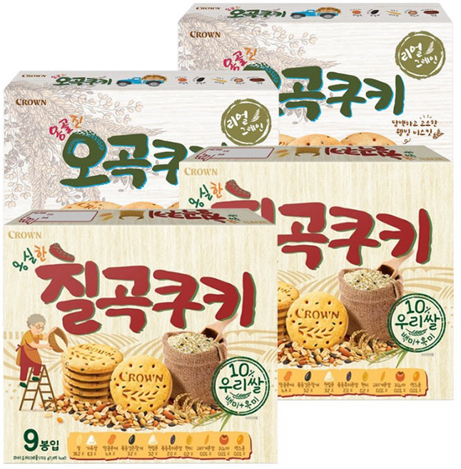 크라운 오곡쿠키 288g+칠곡쿠키 216g, 504g, 2세트