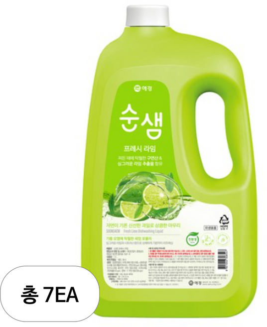 순샘 프레시 라임 주방세제, 3L, 7개