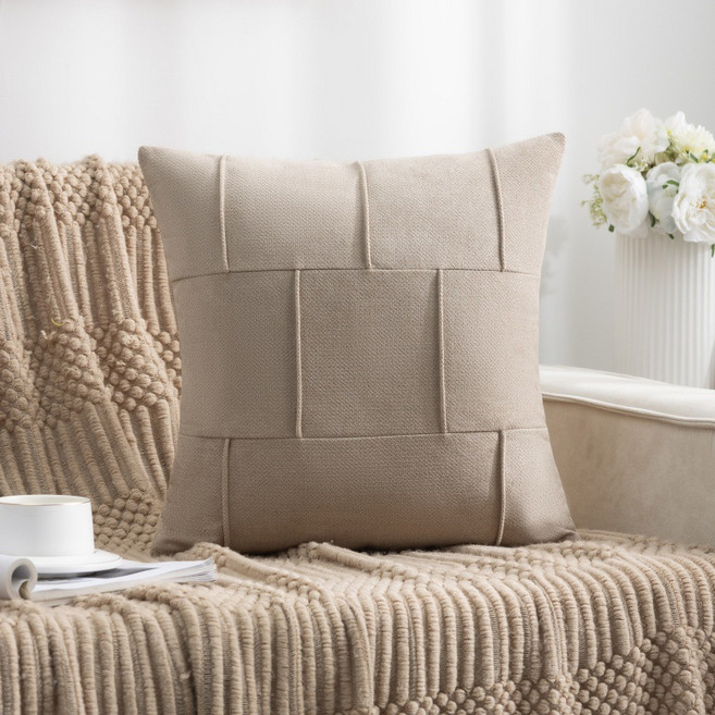 리빙플래너 컬러라인 쿠션 북유럽 거실 쇼파 침대 쿠션 디자인 쿠션커버 (쿠션솜 포함), 샌드베이지