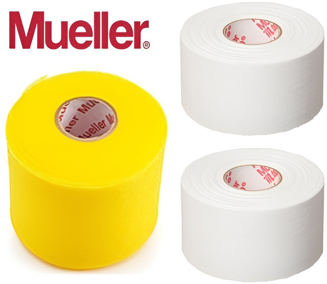 뮬러 엠테이프 2롤+엠랩 1롤 묶음 C테이프 언더랩 스포츠 테이핑 테이프 부상방지 피부보호, 화이트+골드, 1세트