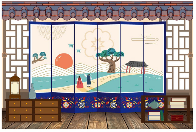 키즈토이 병풍 명절 배경 현수막 1495, 혼합색상