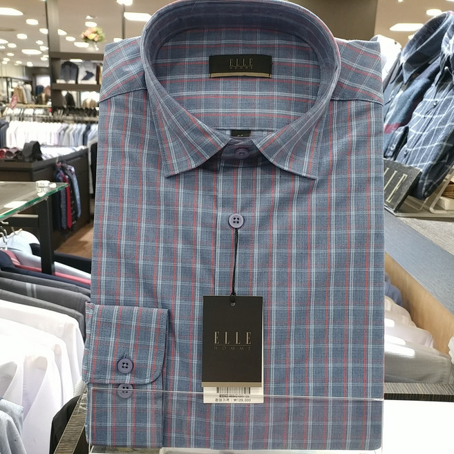 [엘르셔츠]창원뉴코아 색감이예쁜#tc체크#준슬림 셔츠/남방E224Z96842