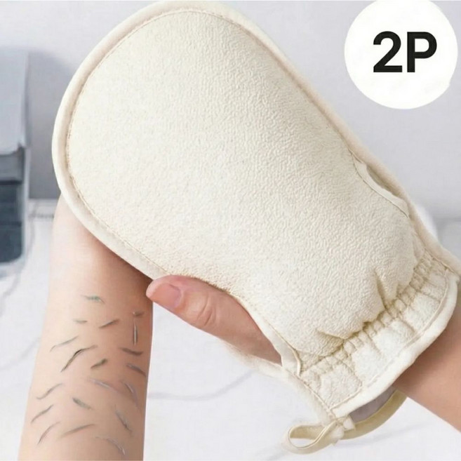 루바잇 부드러운 목욕 저자극 샤워 잘밀리는 때밀이 장갑 1+1, 아이보리, 1개