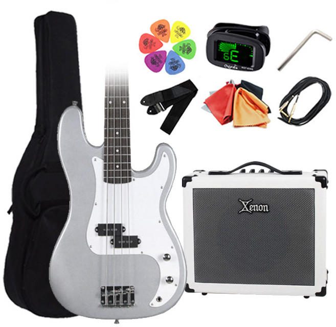 아스터 AJ-40 + 제논 SX-15B 입문용 베이스기타 앰프 조합상품, AJ-40SV(무광실버)+SX-15B(화이트), 1개