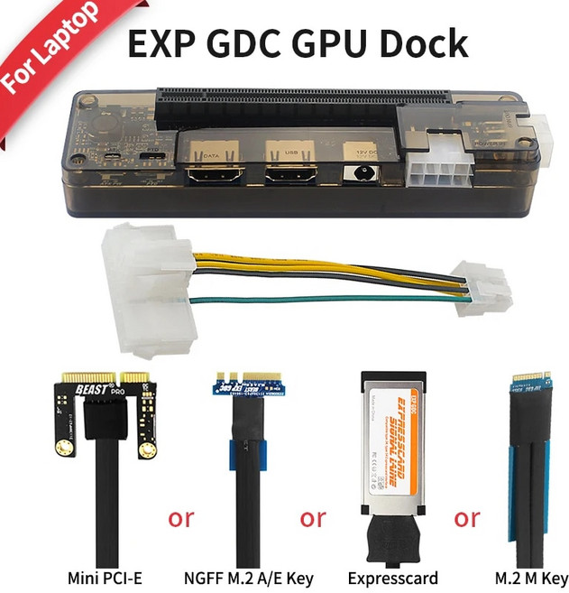 EXP GDC 외장형 노트북 비디오 카드 독 노트북 도킹 스테이션 그래픽 카드 어댑터 미니 PCIE NGFF M2 A E 키 익스프레스 카드, 2)Expresscard, 1개