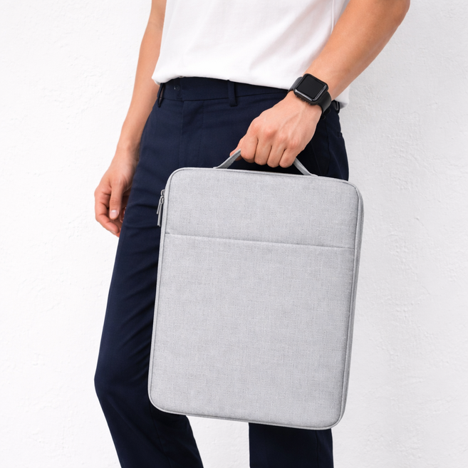 브랜스 생활방수 스크래치방지 노트북 파우치 15.6인치, 1개, 라이트그레이