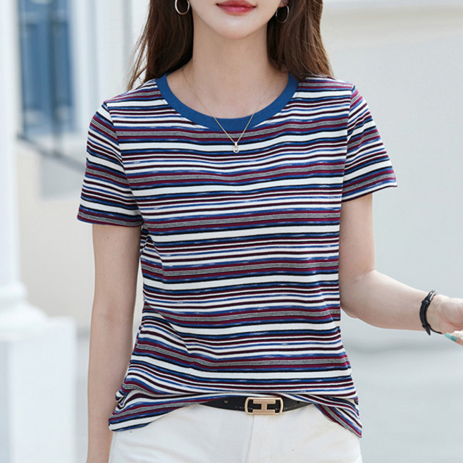 레일라 뉴러블 스트라이프 반팔 티 S25SMT042306