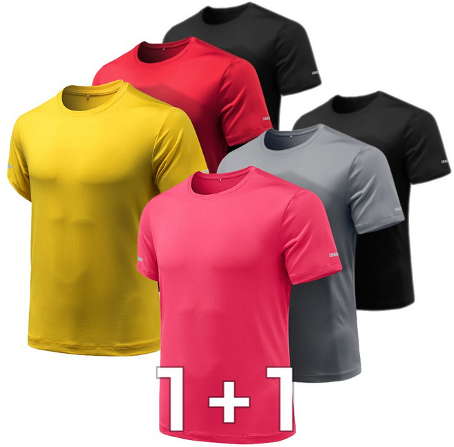 [1+1] 쿨링 반팔티 짐웨어 라운드 남자티셔츠 반팔 3팩