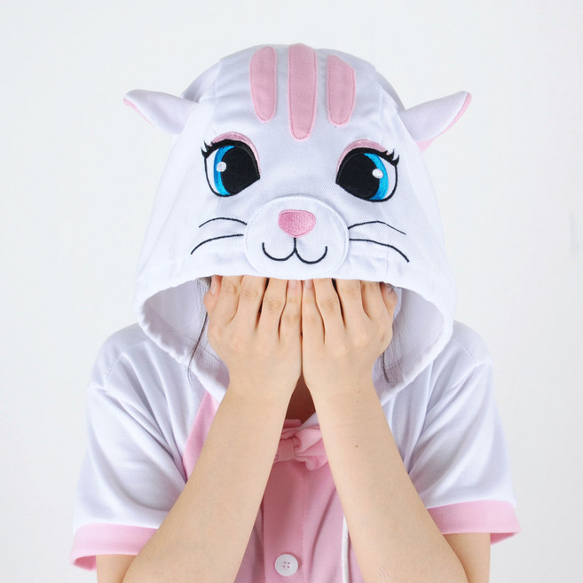 반팔 동물잠옷 고양이 (화이트)