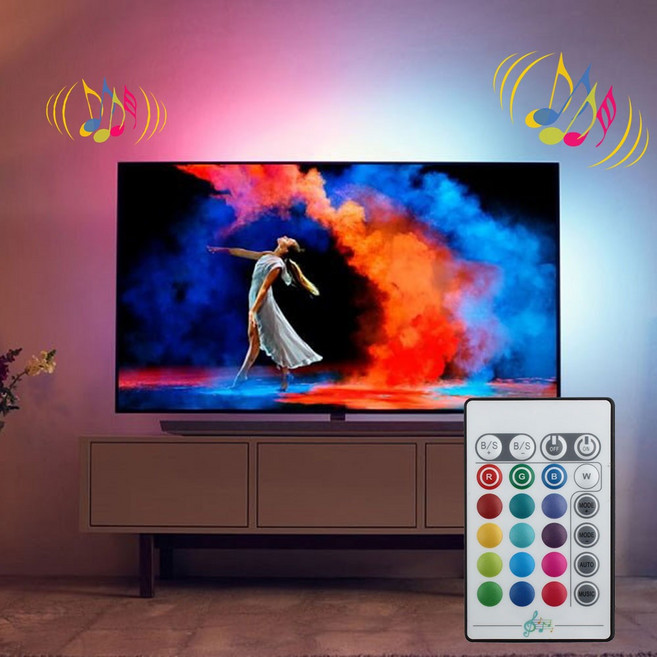 TV 모니터용 간접 백라이트 모니터 조명 무드등, 5미터 4D50-R30(소리반응), 1개