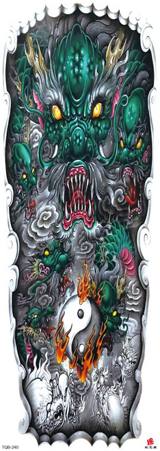 코어브릿지 남성 긴팔 이레즈미 블랙 타투 스티커 셀프 헤나 인스턴트 문신, TQB-240, 1개