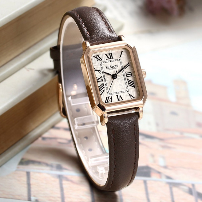 [세인트스코트] 브렌타 레더 워치 - 로즈브라운 + 쇼핑백 / ST5088RRBR