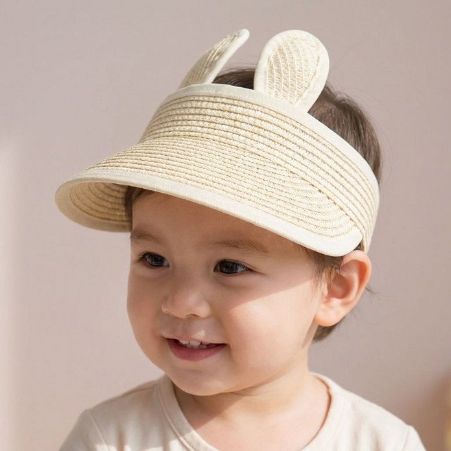 솜니움베베 아동 토끼 귀 밀짚 썬캡 키즈 여름 바이저 모자