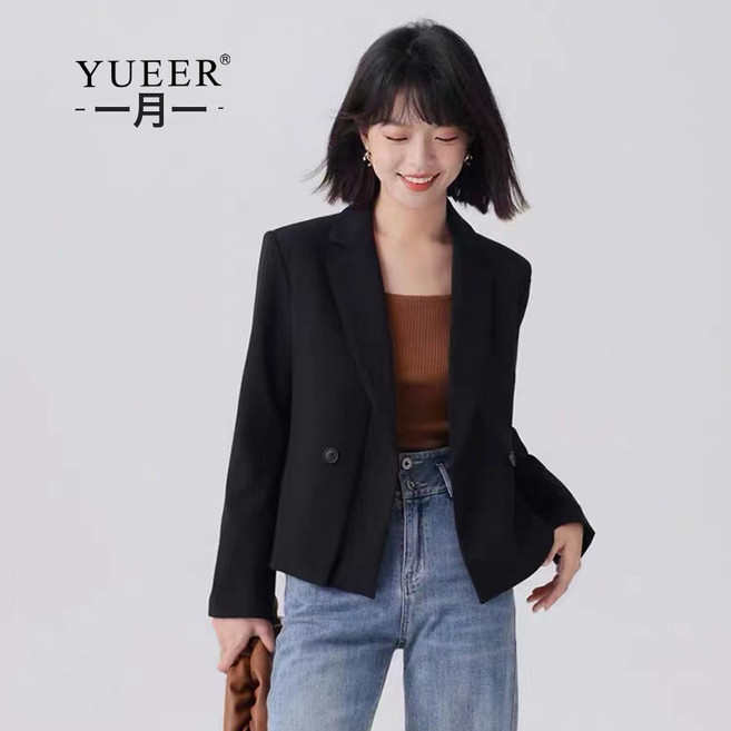 春秋季新款 高級設計感 時髦百搭顯瘦 短款西裝外套女