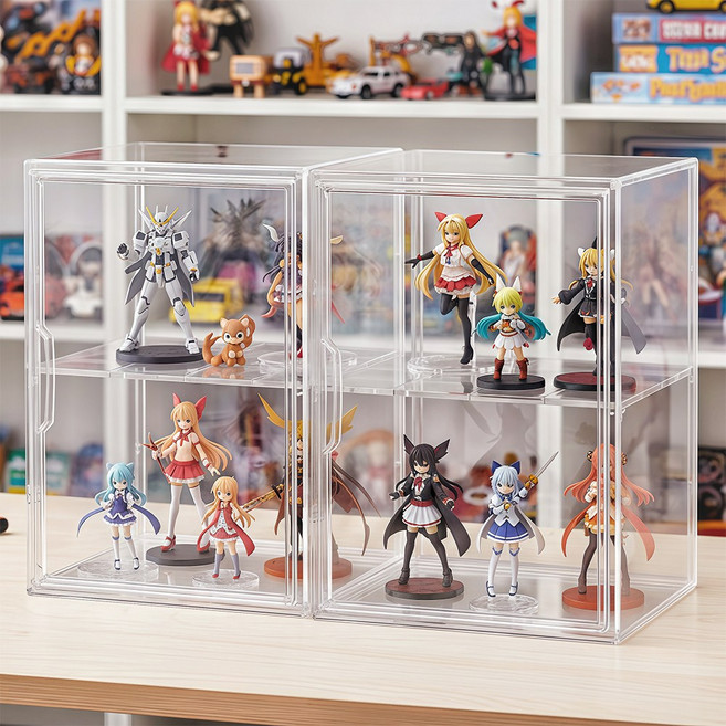 Curious Pony 피규어 장식장 투명 아크릴 케이스 대형 45*33*31.5cm, 2개