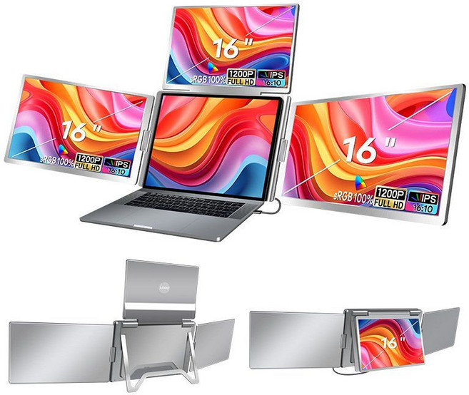 휴대용 모니터 노트북 확장 화면 단일듀얼트리플 멀티 디스플레이, S788pro-16인치 1920x1200P