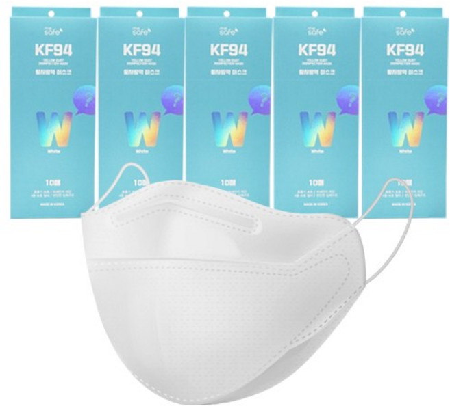 미세잎 프리미엄 4중 필터 KF94 대형 덴탈 보건용 개별포장 마스크 화이트 50매*무료배송, 1박스, 50개입