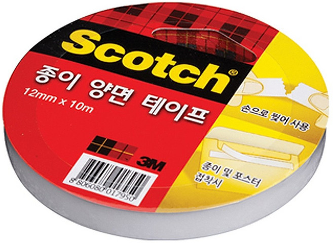 3M 스카치 종이 양면 테이프 1210 손으로 쉽게 잘라쓰는 12mmx10M, 단품, 단품