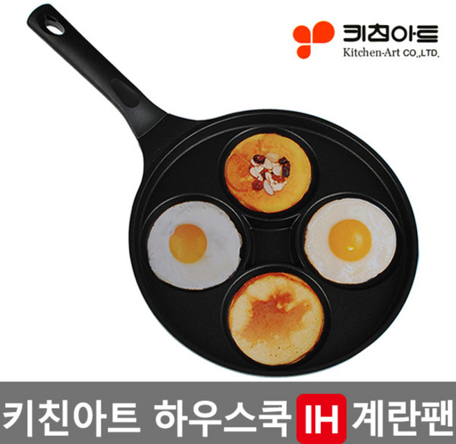 키친아트 인덕션 하우스쿡 4구 멀티 에그팬, 26cm, 1개