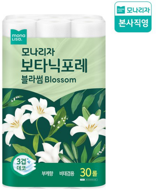모나리자 보타닉포레 블라썸 3겹 고급롤화장지, 27m, 30롤, 1개