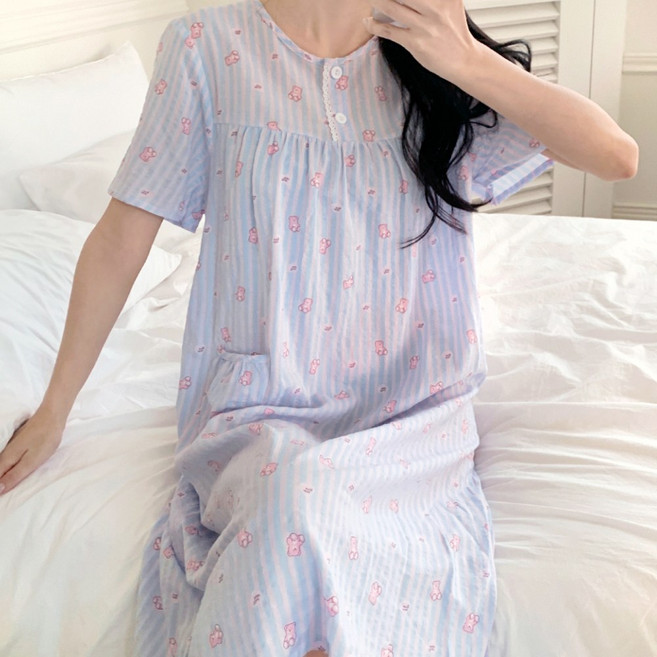 여름 여성 원피스 잠옷 인견 반팔 냉감 쿨 시원한 파자마 실내복