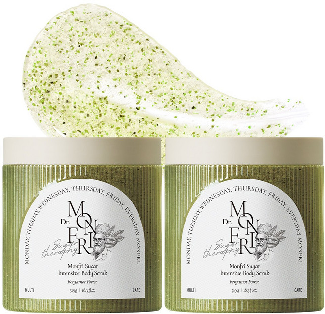 먼프리 대용량 저자극 티트리 어성초 바디스크럽 남배우 Pick 베르가못 포레스트향, 2개, 519g