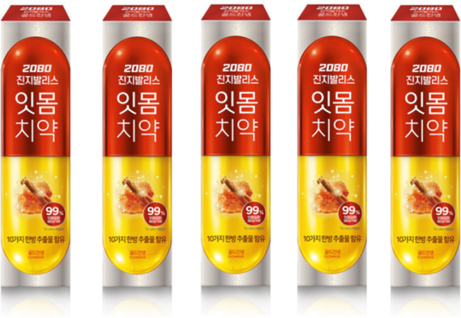 2080 진지발리스 골드진생 치약, 140g, 5개