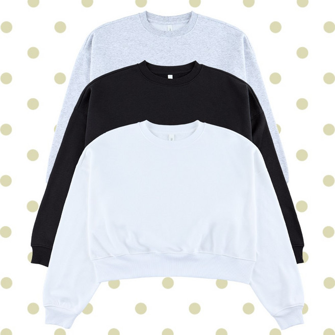 이안 소프트터치 얇은 기모 크롭 맨투맨 여성