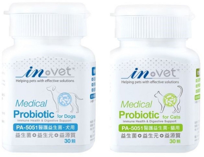 IN-Vet 醫護益生菌 貓用 犬用 30粒 專利乳酸片球菌PA-5051, 1個, 犬用30粒/藍瓶
