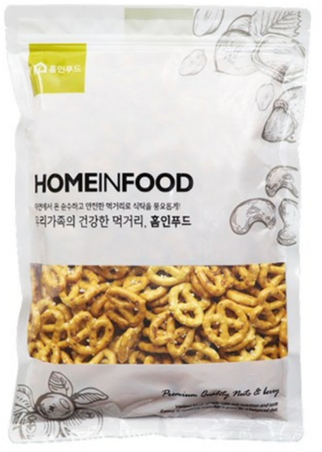 홈인푸드 미니프레첼 과자 스낵 디저트 안주, 1개, 500g