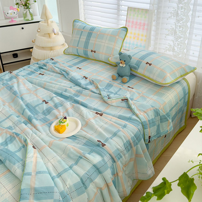 [한정특가] Cozy Aura 여름 냉감 4종세트 냉감 침대패드 차렵이불 베개커버 침구세트