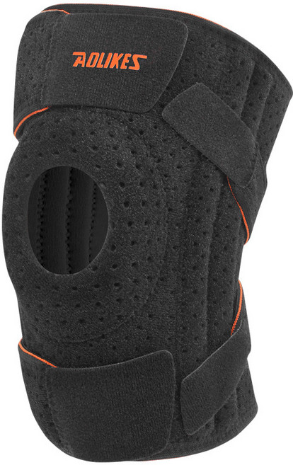 스프링 실리콘 무릎 보호대 슬개골 보호 압박 밴드 스포츠용 등산 농구 헬스 무릎아대, 1개, 블랙