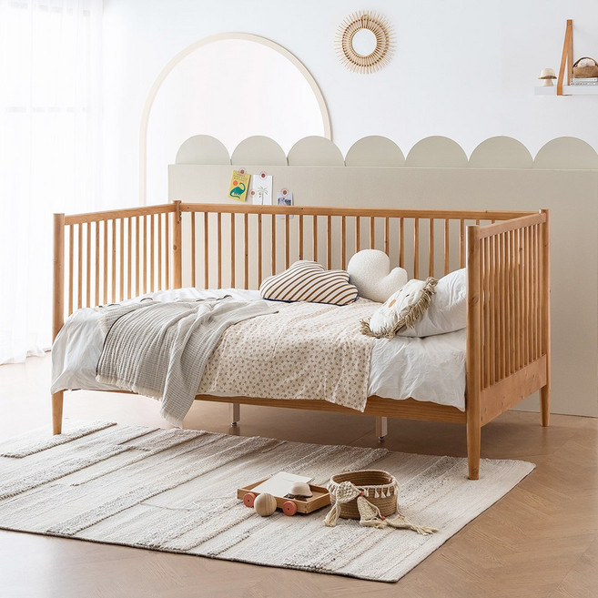 레이디가구 스칸딕 로맨틱 데이베드 원목침대 SS 슈퍼싱글 (오픈형/가드형) 방문설치, 내추럴