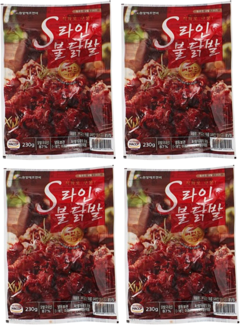원앙에프엔비 S라인 무뼈불닭발 230g 송이무뼈불닭발, 4개