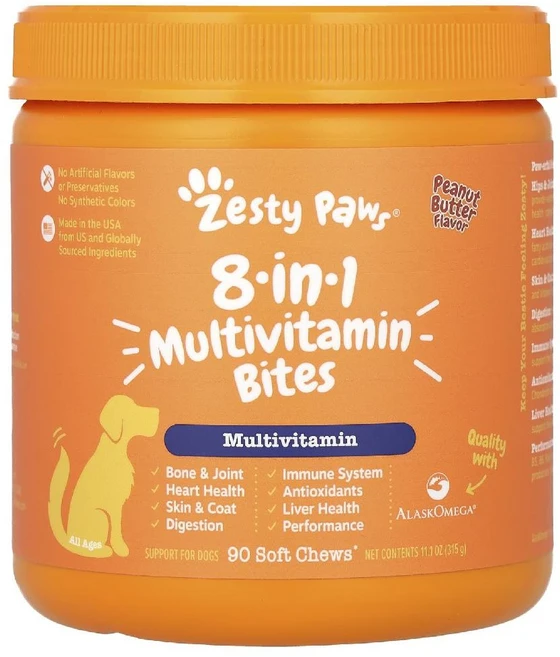 8-in-1 종합비타민 바이츠 반려견용 땅콩버터 소프트 츄 90개 315g 제스티 포우즈, 1개 - 쿠팡