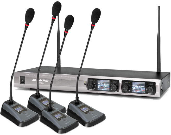 MEGALINE MGW9004 무선 구즈넥마이크 4채널 무선마이크 강의용 회의용 온라인방송 인터넷 방송용 공연용 마이크