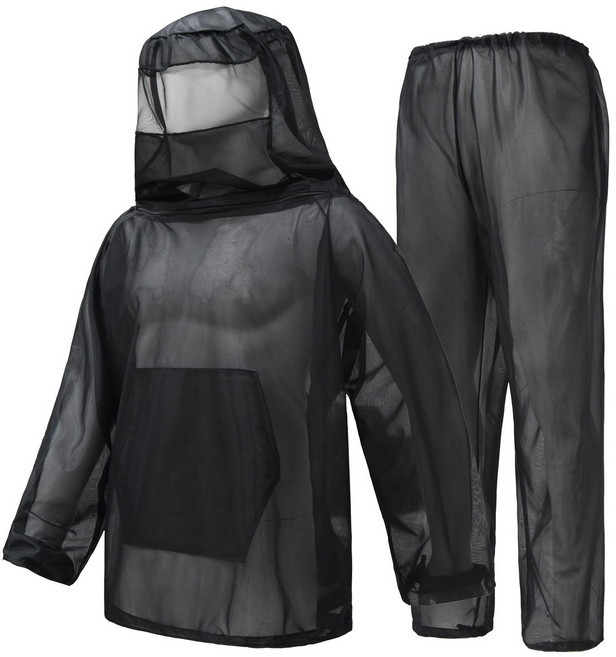 가려거든 양봉 벌초 낚시 과수원 방충복 모기장옷, 1개, 상하의 전신 블랙