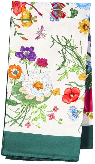 구찌 플로라 프린트 실크 스카프