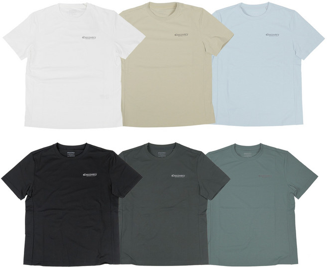 [국내매장 정품] 디스커버리 남성 여성 에버딘 접촉냉감 경량 기능성 스몰로고 반팔 티셔츠 11종 택1 + 스포츠양말