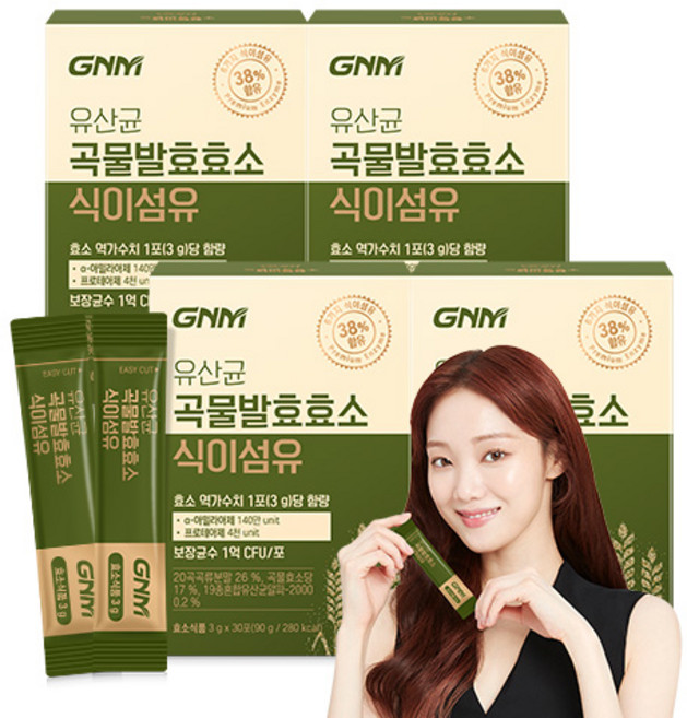 GNM 유산균 곡물발효효소 식이섬유 / 아밀라아제 프로테아제 프로바이오틱스, 90g, 4개